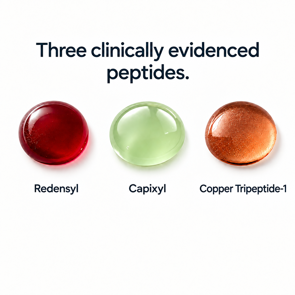 Image with the title “Three clinically evidenced peptides”